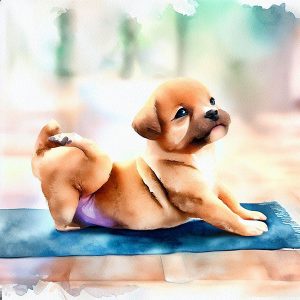 Write a google SEO alt description for an image in an article titled: Puppy Yoga